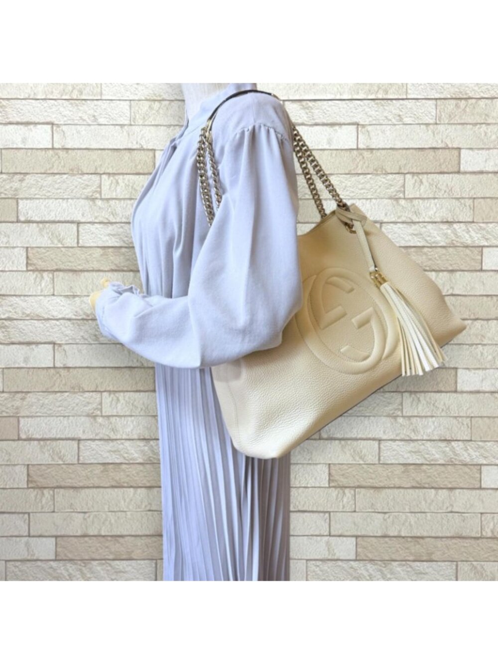 Gucci Soho Shoulder Bag Leather White Vintage - Picture 2 of 10